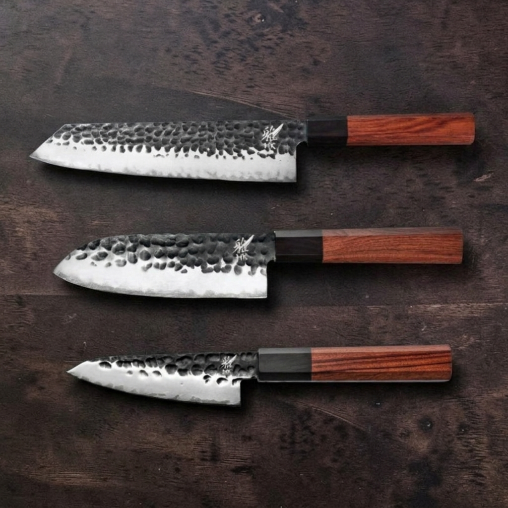 Knivsæt Tsuchime | Urtekniv - Santoku - Kirtisuke