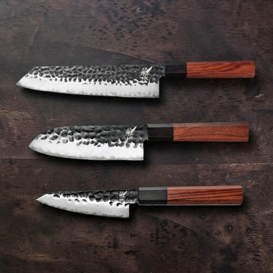 Knivsæt Tsuchime | Urtekniv - Santoku - Kirtisuke